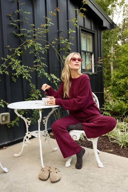 Marshmallow Reverse Seam Bracelet Lounge Set- Cherry Cola MEDIUM