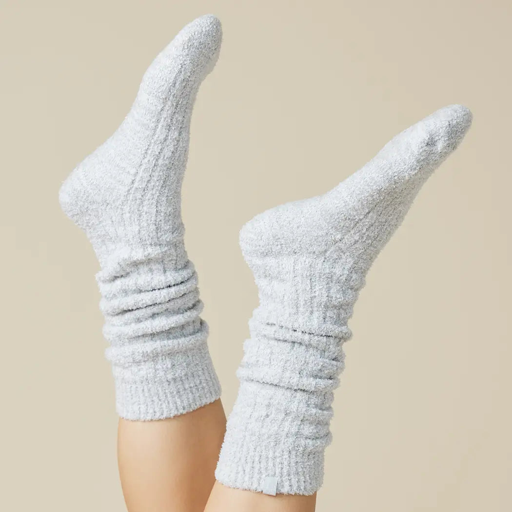 Women's Soft, Cozy, Slouchy Marshmallow Socks with Grippers- Heather Gray
