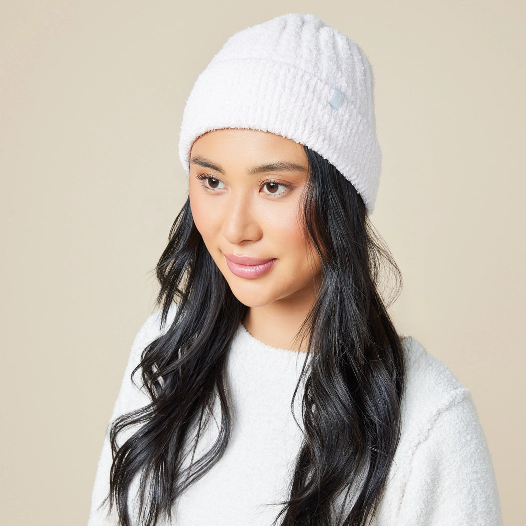 Women's Warm Chunky Rib Marshmallow Beanie- Blush Pink